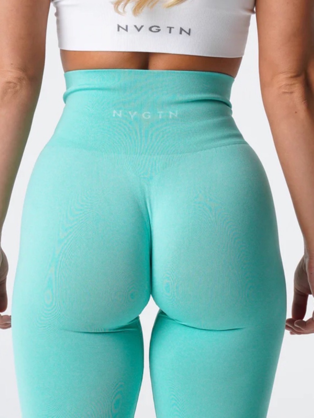 NVGTN Seamless High-Rise Leggings in Aqua Teal Size Small